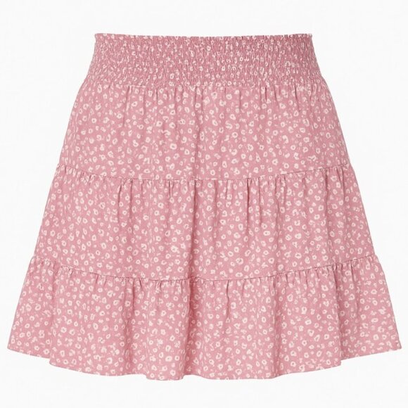 HOLLISTER Pink Floral Ultra High-Rise Tiered Mini Skirt - Size Large - Picture 2 of 3